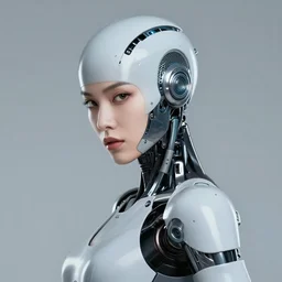 portrait photo by boris vallejo of female dancer as a cyberpunk mecha humanoid robotic head shoulder parts with straight bright led lights, inside white room, ultra - realistic and detailed, 8 k