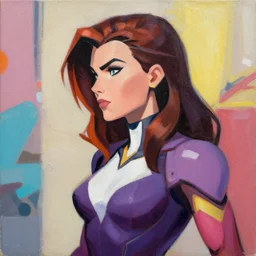 greg manchess portrait painting of mystique x - men as overwatch character, medium shot, asymmetrical, profile picture, organic painting, sunny day, matte painting, bold shapes, hard edges, street art, trending on artstation, by huang guangjian and gil elvgren and sachin teng