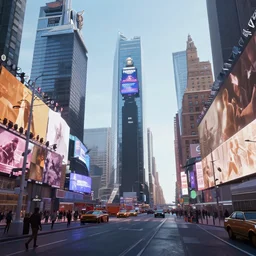 times square in the style of horizon zero dawn