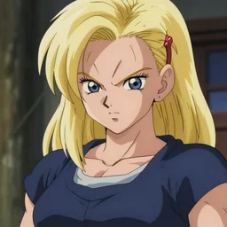 a closeup detailed portrait of Android 18 from Dragon Ball Z, anime masterpiece by Studio Ghibli, 8k, sharp high quality anime