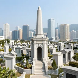 ariel photo of a city made of mausoleums hong kong cemetery
