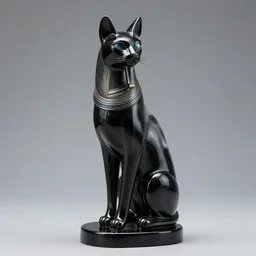 black onyx statue of egyptian dancing cat