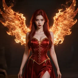 young vampire princess with burning wings 4 k high definition gorgeous dramatic lighting artstation trending path traced contrast light and dark cinematic breathtaking by christensen, james c., moebius and noriyoshi ohrai