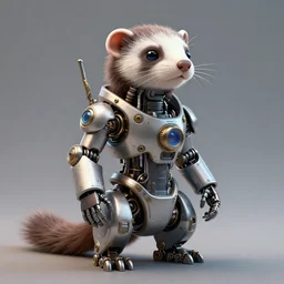 futuristic steampunk ferret - shaped robot, 3 d octane render, cyberpunk ferret - shaped mechanical robot