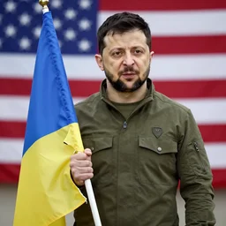 a  journalistic  photograph of wounded  Volodymyr Zelensky  dressed like  Napoleon Bonaparte, holding a torn flag of Ukraine in his  hand, USA flag is in the background,  hyper realistic, hyper detailed, trending at artstation, extremely sharp focus,  depth of field, High definition, 8k, by Annie Leibovitz