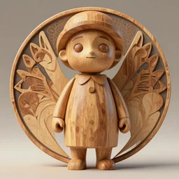 highly detailed, symetrical, geometrical, cgsociety, artstation, concept art official art, octane illustration artoys funny cute figurine wooden in wood sculpture alphonse mucha