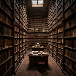 old library, liminal, dimly lit, surreal, sprawling,