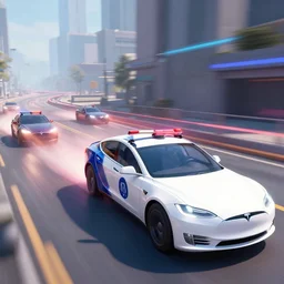 film still from blade runner, cyberpunk tesla police car chasing cars, rocket league, global illumination, volumetric lighting