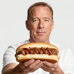 high quality photo of bruce willis holding out a meatball sub towards the camera