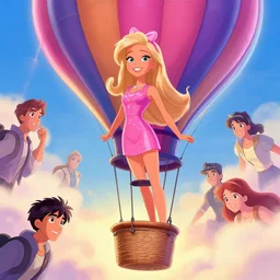 barbie as a hot air balloon, animation pixar style, shaded lighting poster by magali villeneuve, artgerm, jeremy lipkin and michael garmash, rob rey and kentaro miura style, trending on art station