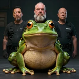 hyperrealistic mixed media image of a info wars alex jones as a ( bullfrog ), stunning 3 d render inspired art by greg rutkowski and xiang duan and thomas eakes, perfect symmetry, flesh texture, realistic, highly detailed attributes and atmosphere, dim volumetric cinematic lighting, 8 k octane detailed render, post - processing, masterpiece,