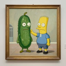a majestic oil painting of pickle rick, hanging in the louvre, incredible detail
