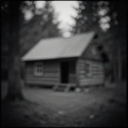 something strange happened in the wood house, mystic, melancholy, pinhole analogue photo quality, lomography, blur, unfocus, cinematic, foil effect, holographic effect, monochrome