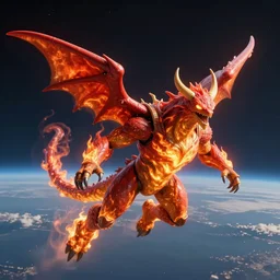 highly detailed photo of devil fire monster flying in the space, hyper realistic, art by greg rutsowski, concept art, 8 k detail post - processing