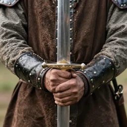 medieval soldier holding sword with two hands, close - up, mtg, d & d, rutkowski, john howe, aleksi briclot