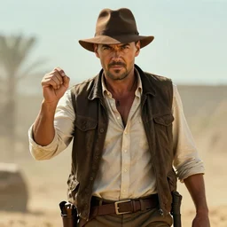 medium shot of comic book style indiana jones