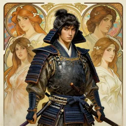 portrait of a samurai warrior, path traced, highly detailed, high quality, digital painting, alena aenami, lilia alvarado, shinji aramaki, karol bak, alphonse mucha, tom bagshaw