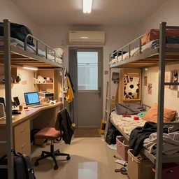 stylized aesthetic messy college dorm room, trending on artstation, digital art, detailed