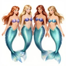 ultra detailed, 4 beautiful mermaids by ann stokes