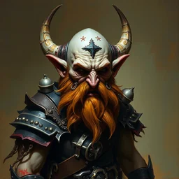 chaos dwarf smith from warhammer fantasy : : head and torso oil painting