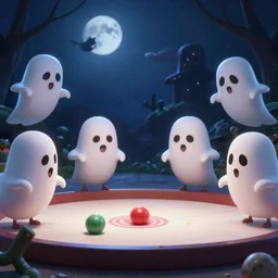 spooky ghosts playing petanque. night, pixar disney 4 k 3 d render funny animation movie oscar winning trending on artstation and behance, ratatouille style