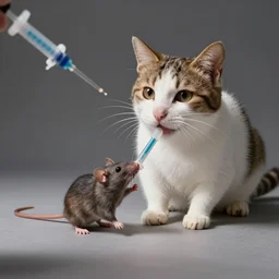 a rat injected into a cat (but the cat is not hurt)