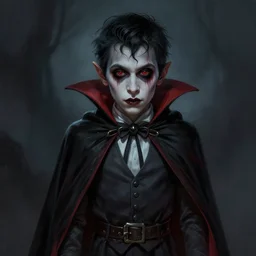 a vampire kid, by john kenn mortensen, digital art, realistic painting, very detailed, horror, dark, trending on artstation