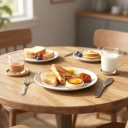 Breakfast on the table, rendered in unreal engine