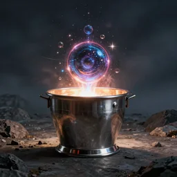 steel crucible filled with portal to another dimension, epic, cinematic, surreal, by greg rutowsky