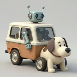 ( ( ( ( ( 1 9 5 0 s retro future android robot fat robot dog wagon. muted colors., ) ) ) ) ) by jean - baptiste monge,!!!!!!!!!!!!!!!!!!!!!!!!!