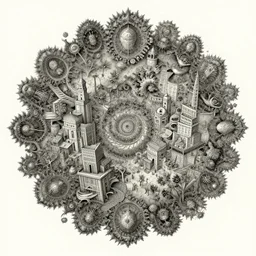 human decay in ancient city art by ernst haeckel, fractal, hypermaximalism unreal render engine 8 k