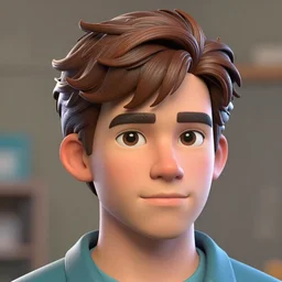a head - on highly detailed matte comic - style colorful portrait of a 2 0 - something engineering student, brown messy hair, by laurie greasly