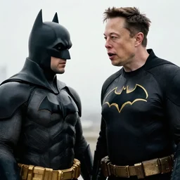 documentary photo of elon musk bribing batman