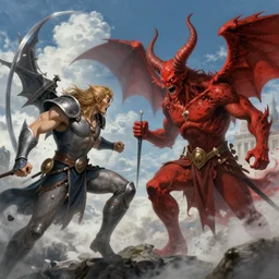 vertical war between heaven and hell, epic, cinematic, brutal by greg rutkowski and huifeng huang, high key lighting, burn, volumetric light, digital art, detailed, intricate