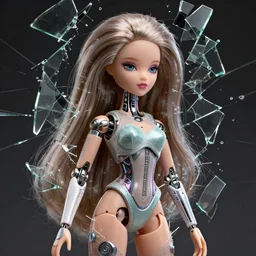 a hiper intricate portrait of beautiful cybernetic barbi doll, it falls apart into voronoi fractures, broken glass, hiper intricate 3 d render, hyper realistic detailed portrait, scifi, fantasy, hdri light, photoreal, hyper detailed, octane render, concept art, by peter mohrbacher, by wlop, by ruan jia