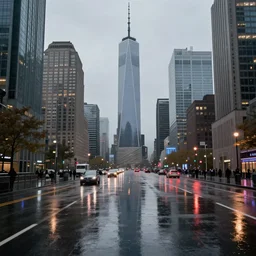 futuristic city realistic new-york utopia photorealism rain reflection ,8k