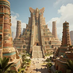 futuristic aztec mayan city, otherland, realistic, extremely detailed, cgi, trending on artstation, hyper - realistic render, 4 k hd wallpaper, premium prints available, by greg rutkowski, michael whelan