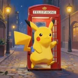 a beautiful painting of a pokemon that looks like a phone booth wearing clothes walking on his back legs on a street paved with cobblestones and warm streetlights in a magical city, highly detailed, smooth, sharp focus, intricate, fantasy, trending on artstation, elegant, by Thomas Kinkade