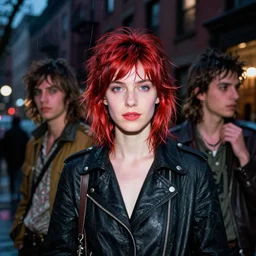 night color flash portrait photography of punks on the lower east side by diane arbus, colorful!!, nighttime!, raining!