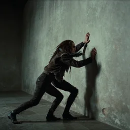 the creature that pushes in from the wall, film still from the movie directed by denis villeneuve and david cronenberg with art direction by salvador dali and zdzisław beksinski, wide lens