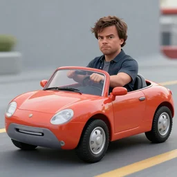 peter dinklage driving a little tikes cozy coupe, movie still, from the new fast and furious movie, 8 k, realistic
