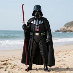 darth vader posing on the beach