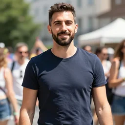a medium shot picture of matteo salvini during a gay pride, lgbtq, sunny summer day