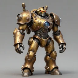 gnome wearing a large steampunk mecha suit. DnD character art, detailed, trending
