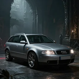 Audi A4 B6 Avant Technical (2002), Dark Souls 3, a grim fantasy, Anor Londo, dramatic lighting, cinematic, establishing shot, extremely high detail, photorealistic, cinematic lighting, artstation, by simon stalenhag