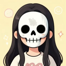 a cute girl with skeleton mask, illustration, 8 k, by roby dwi antono, by daiyou uonome, by mark ryden