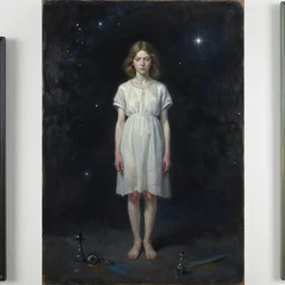 oil painting of a girl lost in space