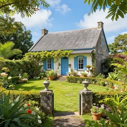 a typical house in a creole garden from reunion island hyperdetailed award winning masterpiece by alena aenami