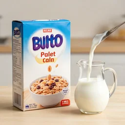 a box of cereal running from a pitcher of milk, photorealistic