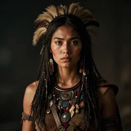 portrait, tribal warrior queen, dramatic lighting, cinematic, establishing shot, extremly high detail, photo realistic, cinematic lighting, post processed, concept art, artstation, matte painting, style by eddie mendoza, raphael lacoste, alex ross